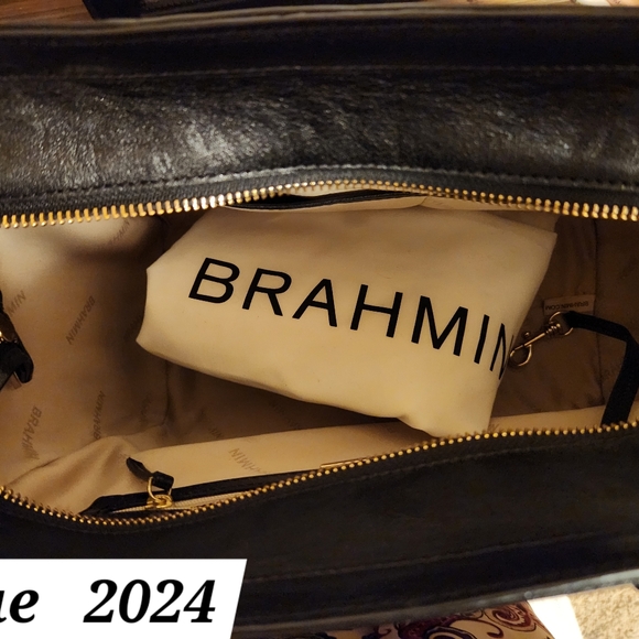 ❣️Elegant Brahmin Aubree Snow Leopard Print Croco Embossed Leather Satchel NWT - Picture 5 of 6